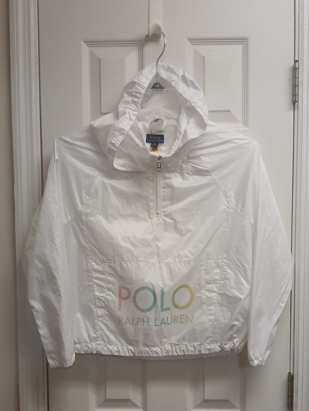 Polo Ralph Lauren White Oversized Thin Windbreaker Pullover NWOT Size L 12-14 - Picture 3 of 13